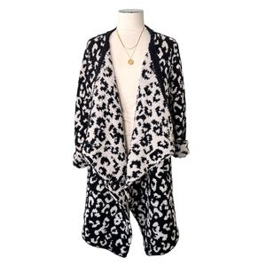 New UGG Phoebe Open Leopard Long Sleeve Cardigan Wrap Black Cream Sz S & M